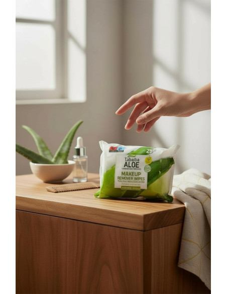 TOALLITAS DESMAQUILLANTES CON ALOE VERA - 25 unidades
